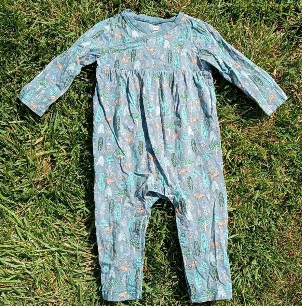 Tea Collection Baby Girls 12-18M Woodland Animal Romper Organic Cotton